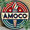 Amoco Vintage Tin Sign 8x8 Retro Metal Wall Art Durable Aluminum Bar Cafe Decor