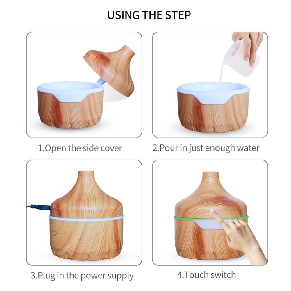 USB Charging Air Humidifier Large Capacity Wood Grain Home Air Purifier for Home Office