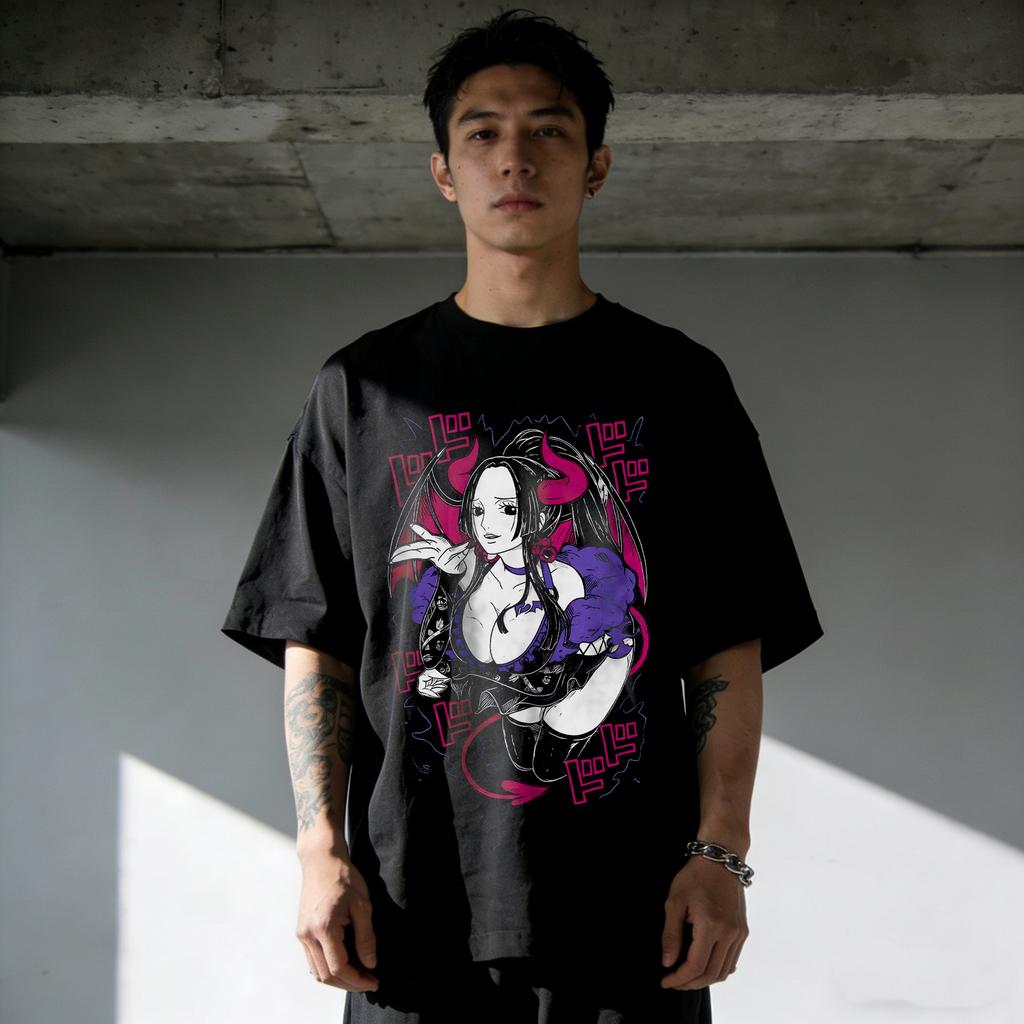 One Piece Boa Hancock Print Cotton T-shirt Summer Anime Men Women 2026 Short-sleeved Retro Harajuku Y2K Streetwear Tee Tops