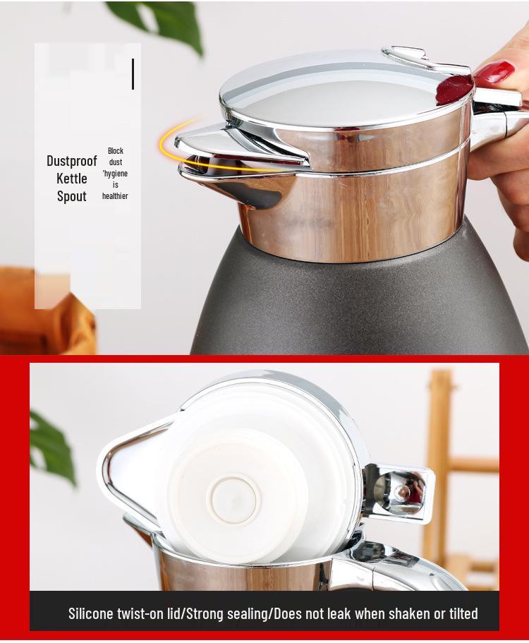 304 Rostfritt Stål Dubbelväggig Vakuumisolerad Vattenkokare, Stor Kapacitet Romersk Stil, Anpassningsbar Logotyp, Hushållstermos Gåva