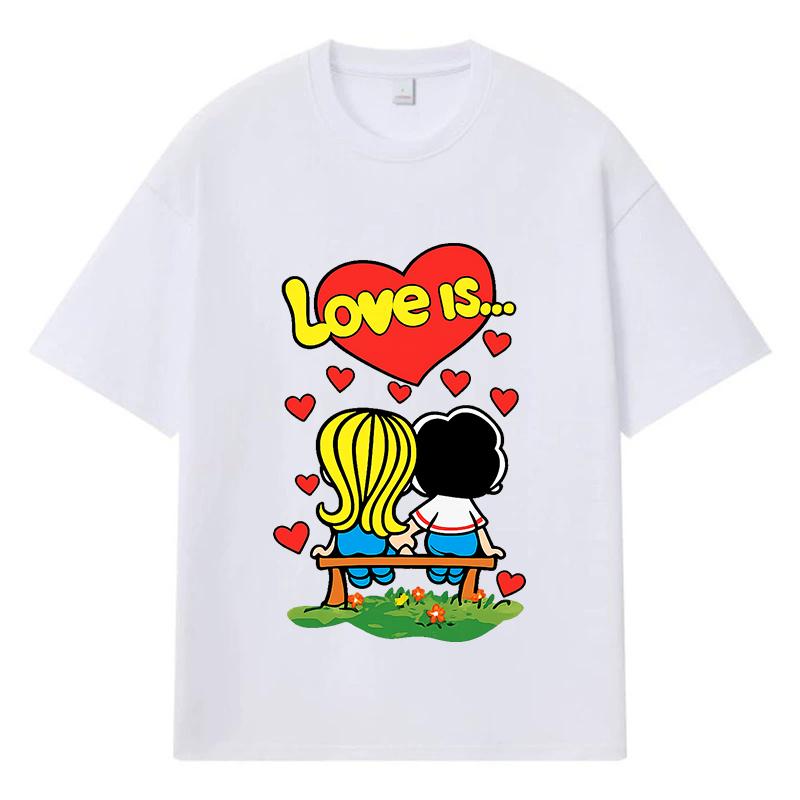 2026 Love Is Graphic Y2k Harajuku Streetwear 100% Cotton T Shirt Casual Oversized Summer Men T-shirt