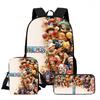 One Piece 15 Inch 3-In-1 Anime Lightweight School Backpack Set With Crossbody Bag Pencil Case For Boys Girls Grade 1-3 Mochila