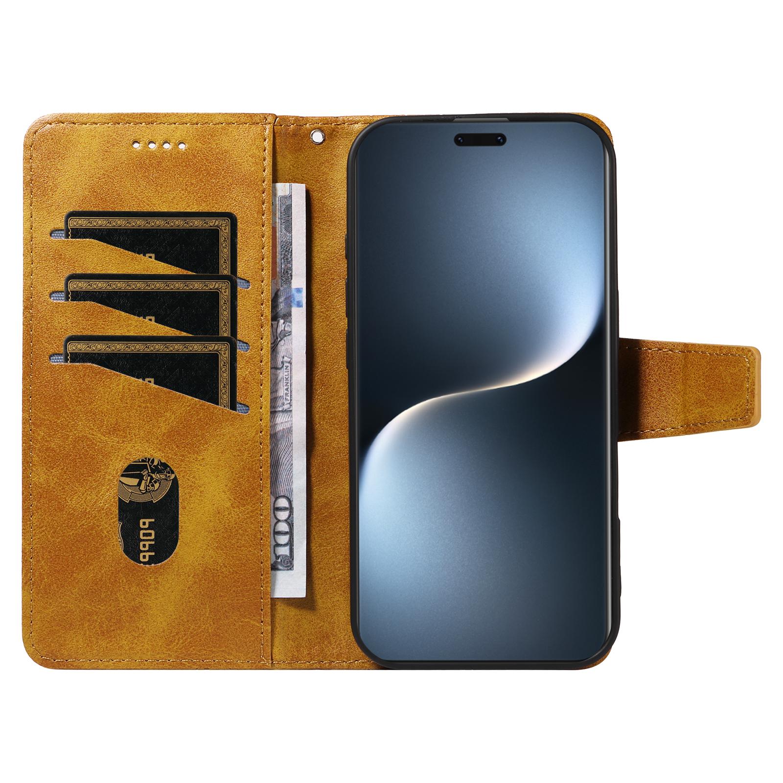 

For Honor Magic7 Pro 5G Leather Case Wallet Stand Grids Imprinted Phone Cover with Strap Blue