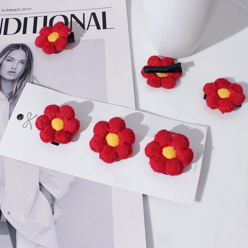 Cute Little Safflower Wool Hairpin Hair Accessories Women'S Japanese Brooch Alloy Hairpin Headband Edge Clip Set
