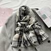 Imitation cashmere scarf women's 2025 spring new plaid shawl 120g thin light scarf sunscreen shawl