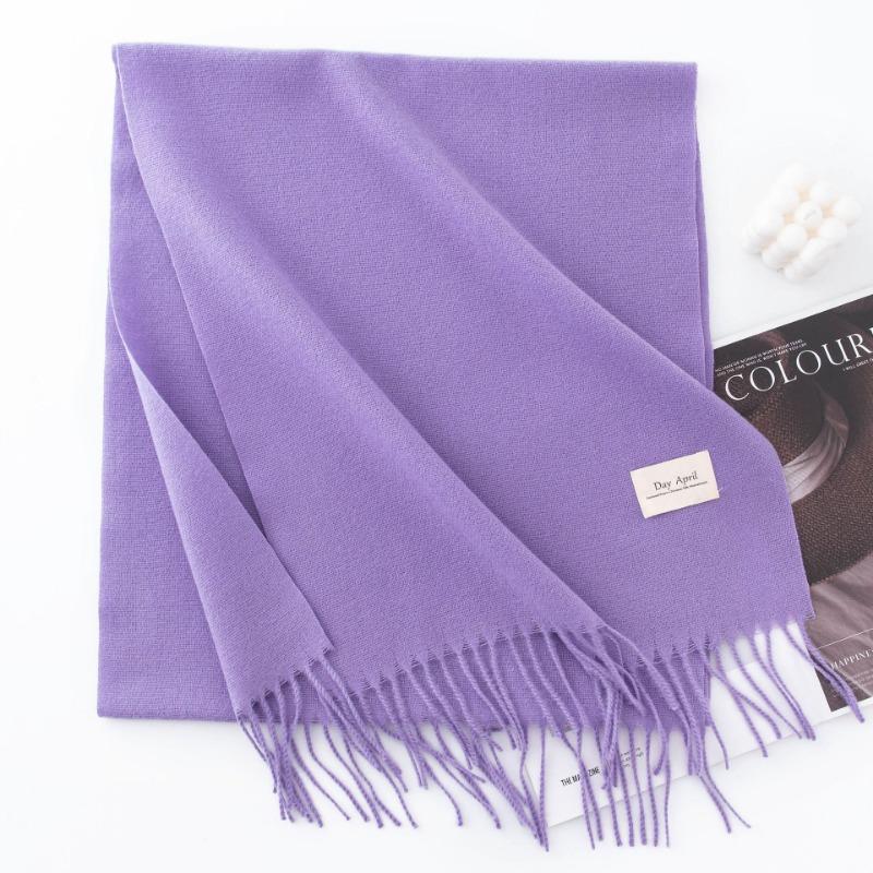 Women S Solid Color Faux Cashmere Scarf Warm Winter Neckwear For Daily Use
