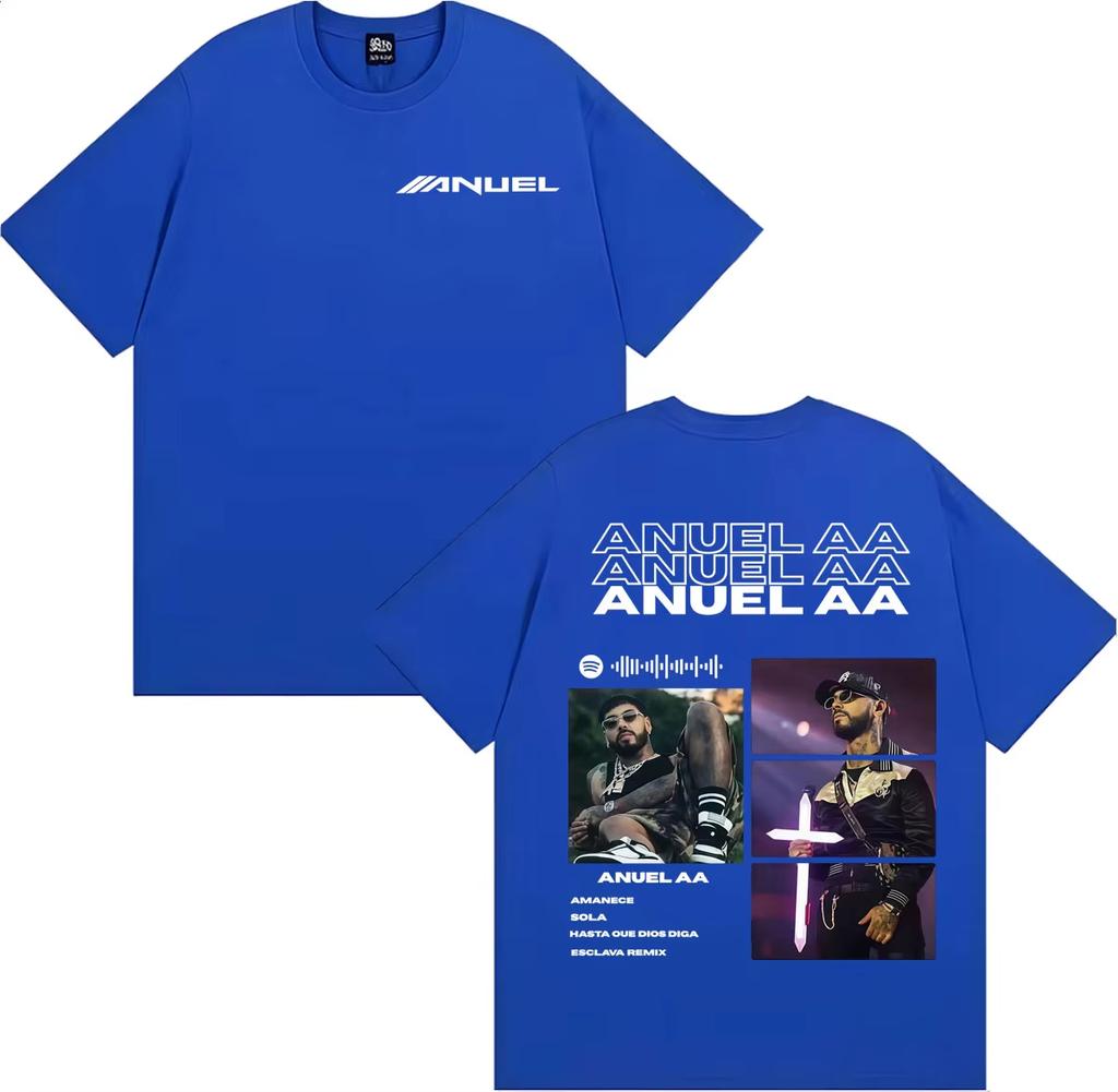 2026 HOT SALE Anuel AA Real Hasta La Muerte Tour Cover Unisex Vintage Fashion Oversized High-quality Summer Women and Men T-shirt Short Sleeve Tee Top