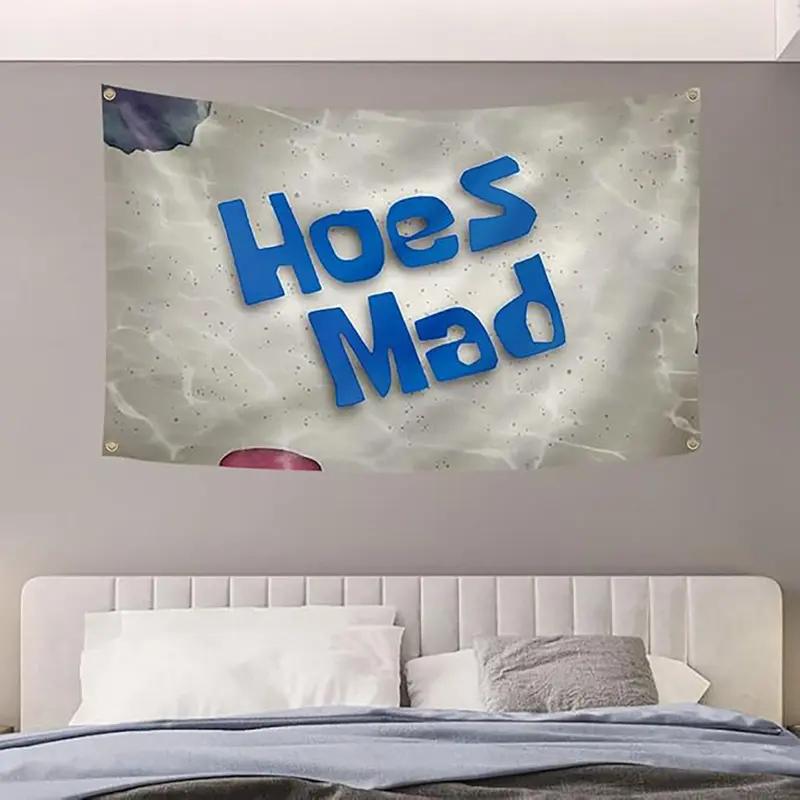 VIKAMA Funny Hoes Mad Meme Tapestry Polyester Spongebob Style Wall Hanging Aesthetic Dorm Decor Home Decor