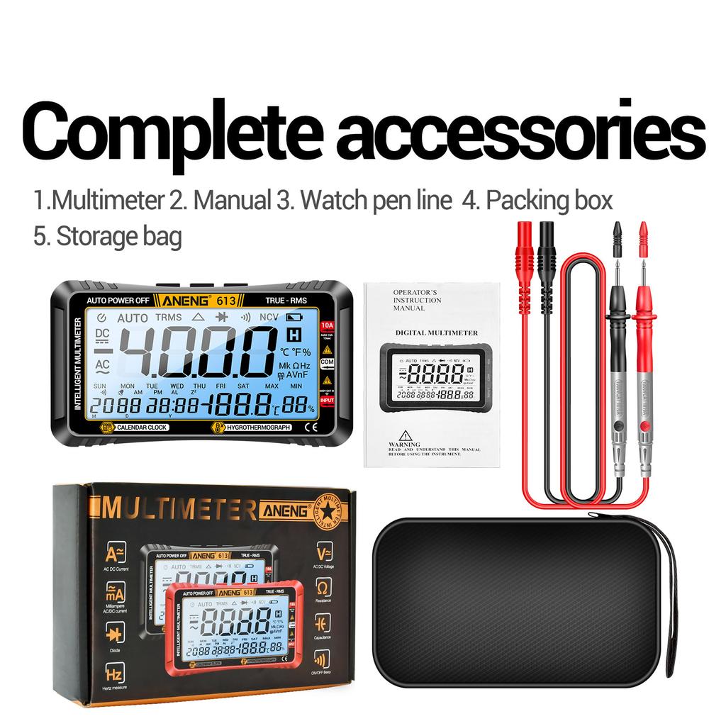 ANENG 613 3 In 1 Smart Multimeter Perpetual Calendar Temperature Hygrometer 4000 Counts Digital