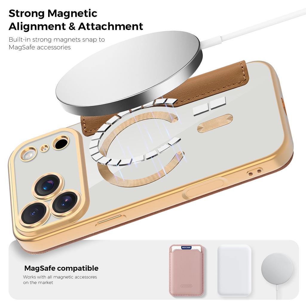 Luxury Transparent Flip Leather Wallet Magnetic Phone Case For iPhone 17 Pro 15 14 13 12 11 16 Pro Max Slot Card Bag For Magsafe 17Air Cover