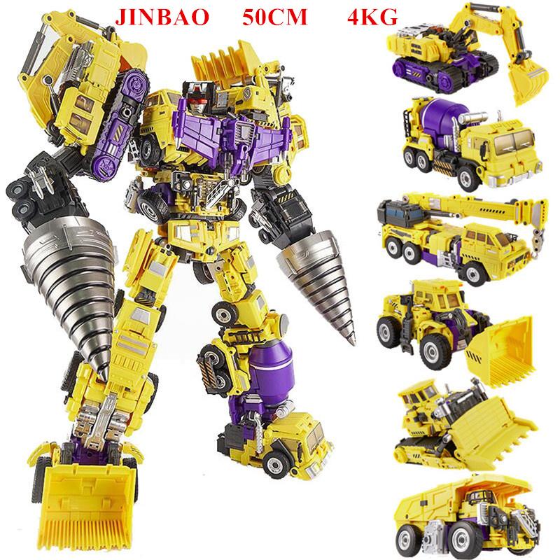 Oversize 6 IN 1 Transformation Devastator Toys Boy Robot Car KO G1 Excavator Trucks Model Action Figure Kid Adult