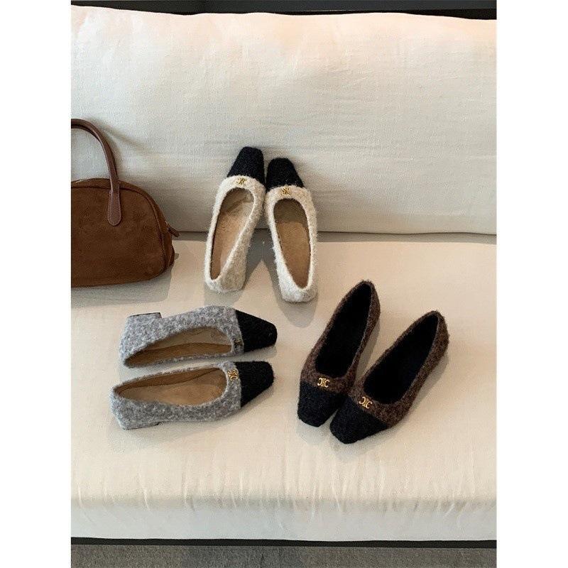 

Xiaoxiangfeng fashionable velvet warm Mary Jane single shoes square head shallow mouth evening wind ladyshoes 39 сірий колір