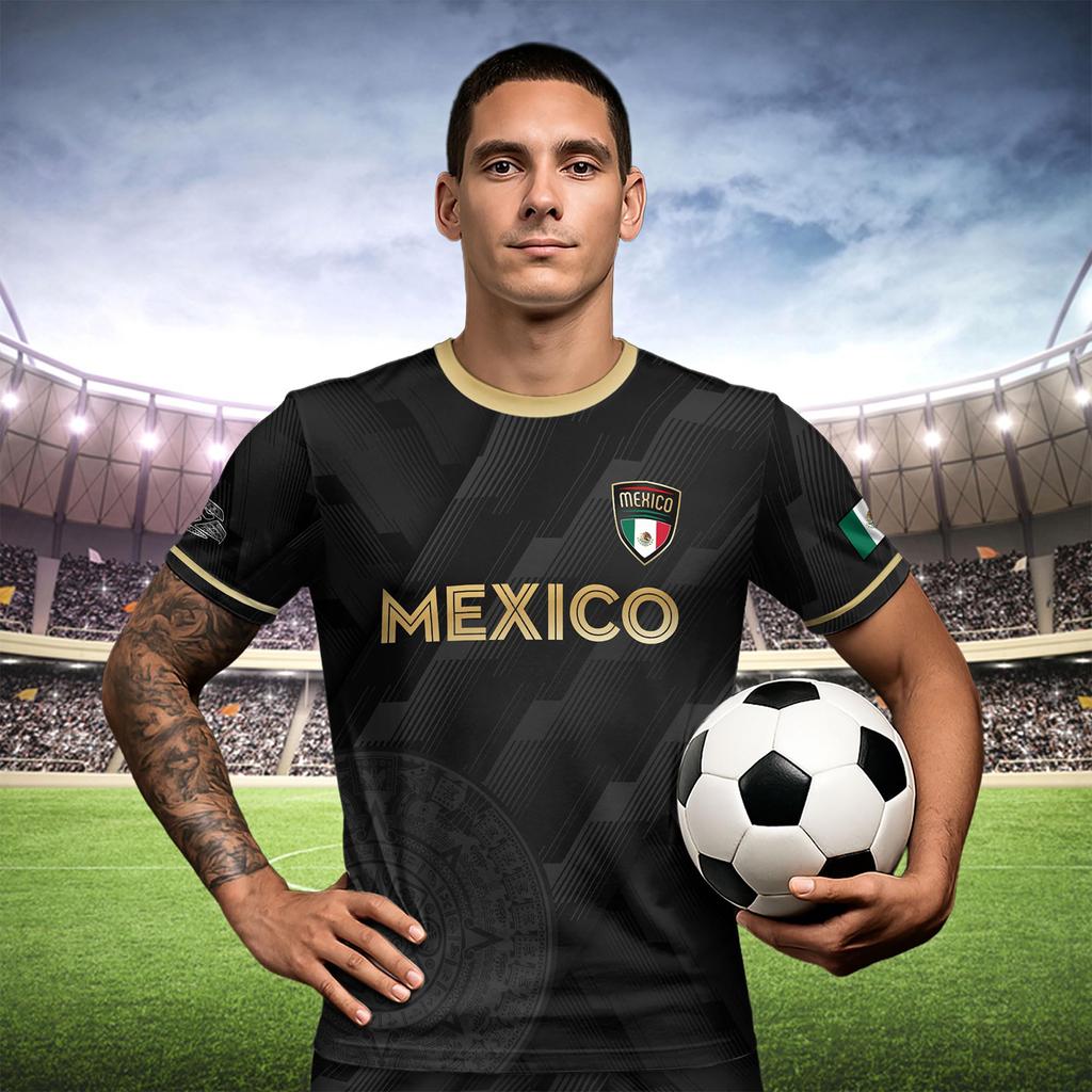 Men's Casual Short Sleeve T-Shirt with Lettering Print Mexico National Emblem Graphic Lightweight Breathable Fabric