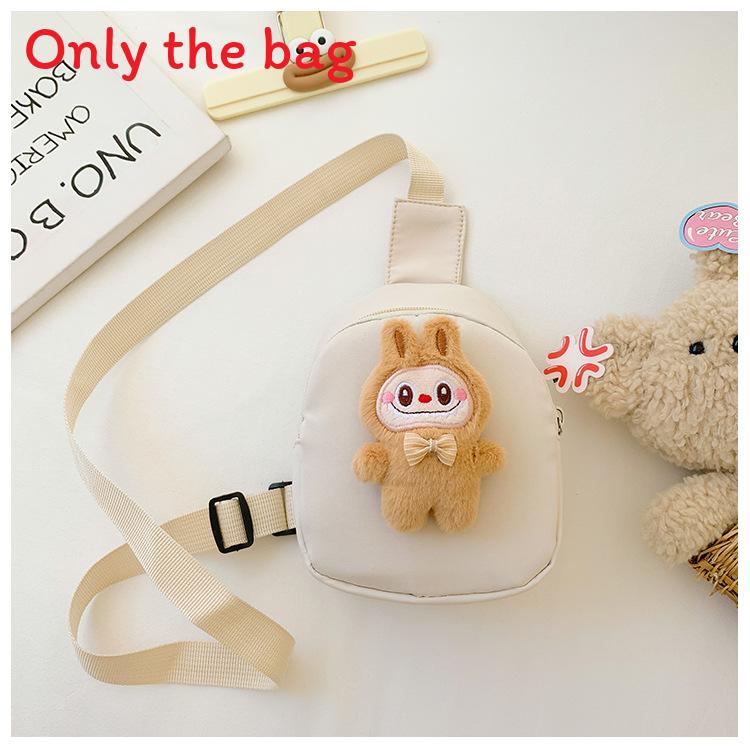 

Cartoon Chest Doll Bag Nylon Material Adjustable Shoulder Strap Daily For білий