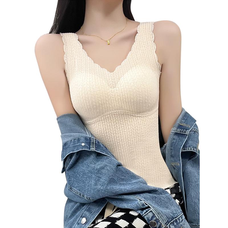 Warme Unterwäsche Damen Gepolstert Verdickend Basistop Slim Nahtlose Unterwäsche Herbst und Winter