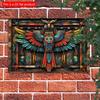 2d Flat 30*20cm, Wooden Aztec Owl Wall Art, Vibrant Bird Decoration for Home, Office, or Bathroom, Decorative Wall Poster, for Home, Kitchen, Garden