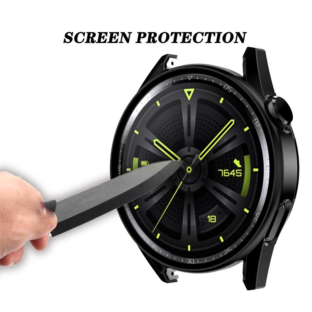 Smartwatch Full Cover Case with Tempered Glass Film Smartwatch Screen Protector Case for GT3 46mm Black