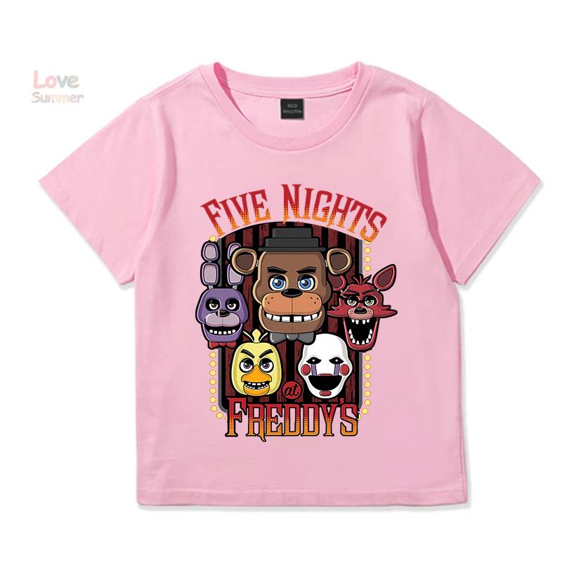 T-Shirt 4 To 14 Years FNAF At Freddys T Shirts for Children Humor T-Shirt Crewneck Tees Boys Girls Short Sleeve Tops