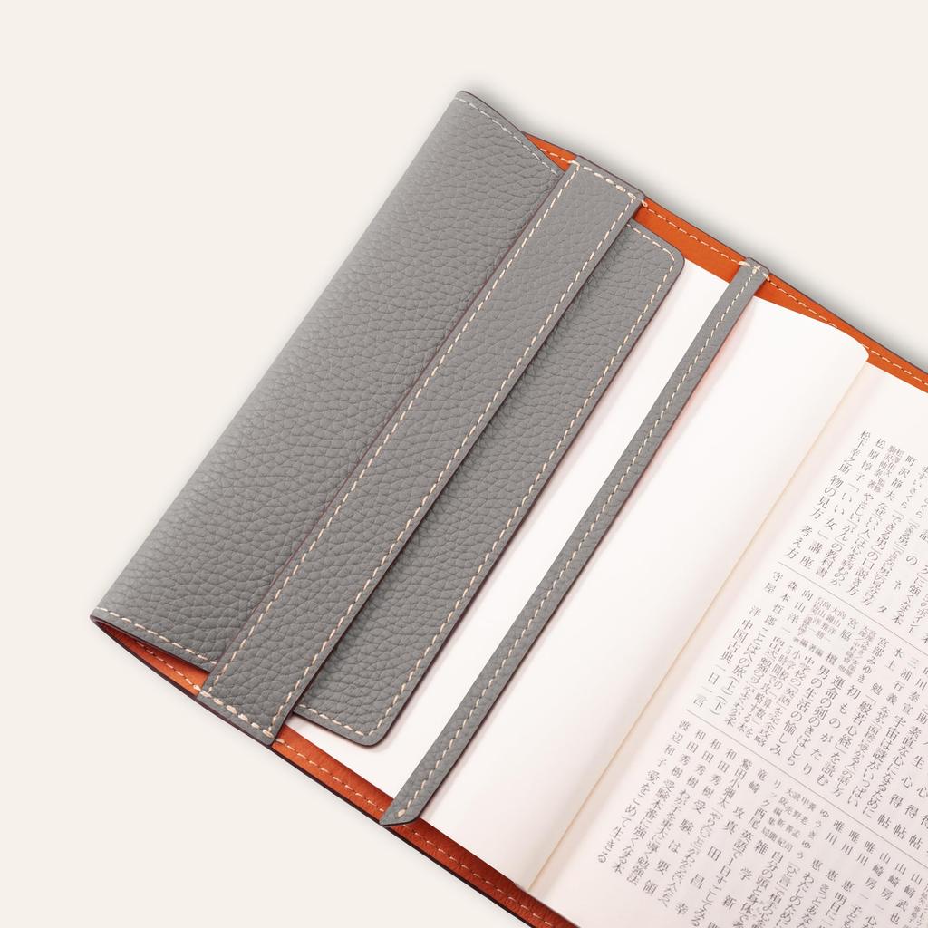 COGURE Book Notebook Genuine with for Small Black Cover, Cover, Leather, Bookmark, B6/Paperback Size,