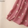 ZANZEA Women Casual Round Neck Floral Print Loose Long Sleeve Blouse