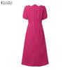 ZANZEA Women Casual Turn Down Collar Summer Short Sleeve Dress