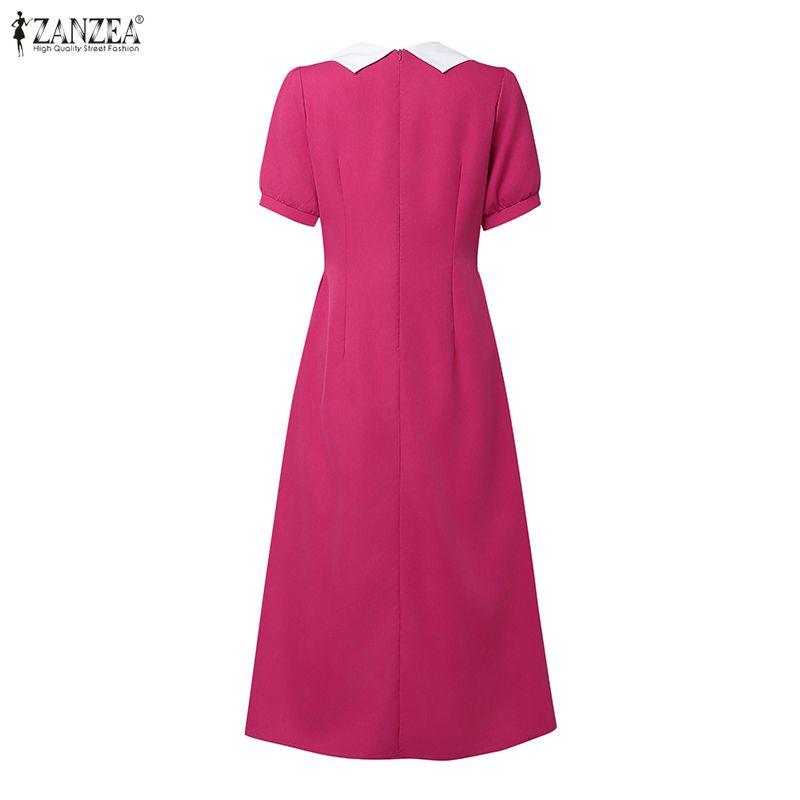 ZANZEA Women Casual Turn Down Collar Summer Short Sleeve Dress