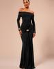 2025 Spring European & American Women's Solid Color One-Shoulder Long Sleeve Slim Fit Dress