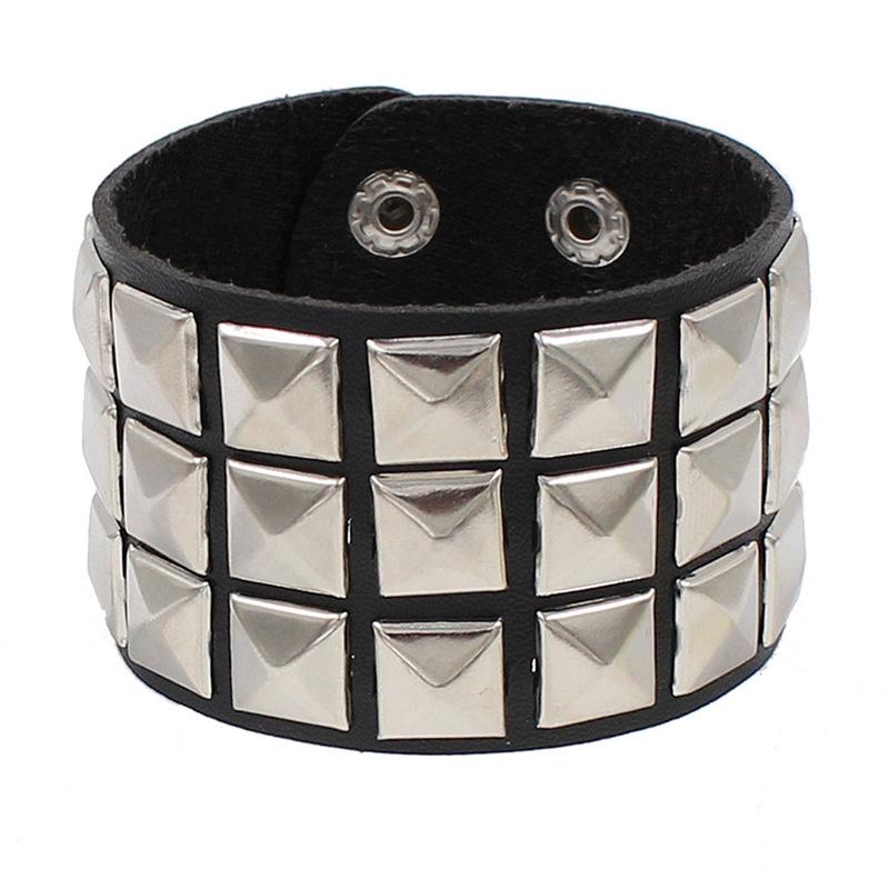 European & American Punk Street Style Rivet Leather Couple Bracelet for Nightclubs