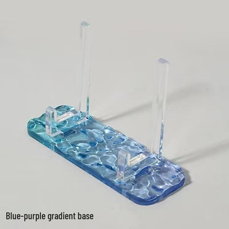 Water Pattern Acrylic Badge Display Stand - Transparent High-Gloss Square Desktop Card Storage Tray