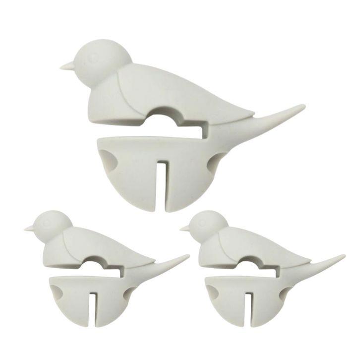 Repose-cuillère - DEXAM - Petit oiseau blanc - Lot de 3 - Silicone - Design contemporain