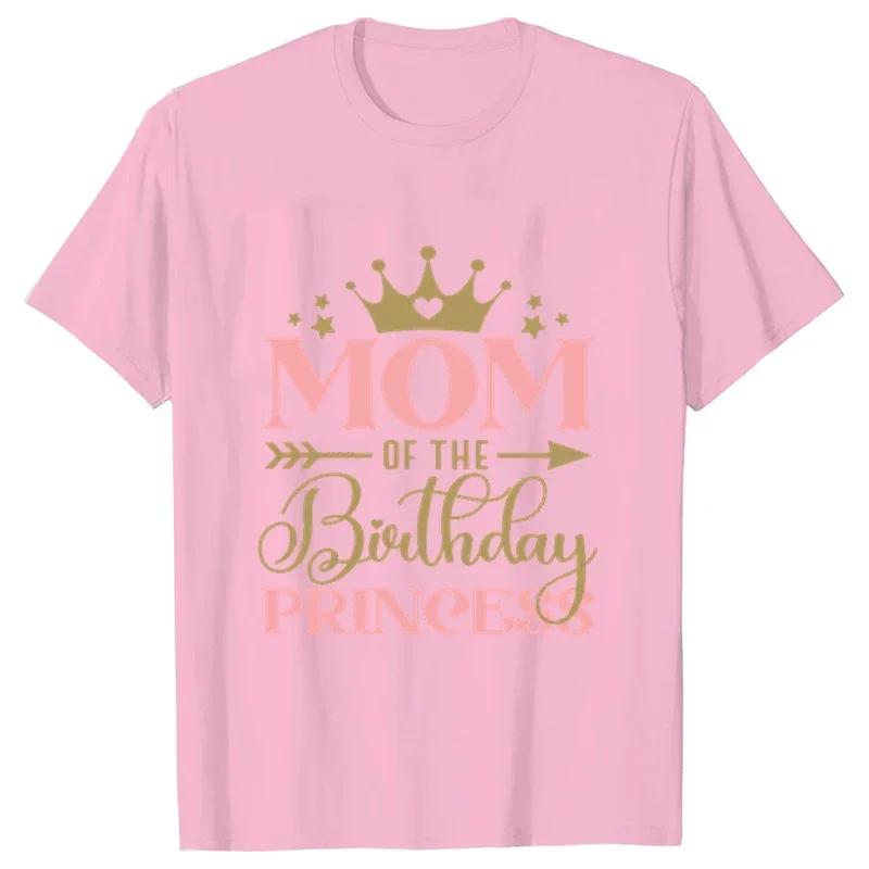 Birthday Princess Bundle Dad Mom of The Girls Birthday Party Tshirt O Neck Tops Short Sleeve White Pink Aesthetic Clothes
