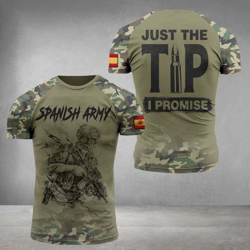 Bandiera Spagnola Uniforme Militare Veterano Camouflage Sport 3D Asciugatura Rapida Traspirante Maglietta da Uomo per Caccia all'Aperto Fitness Manica Corta