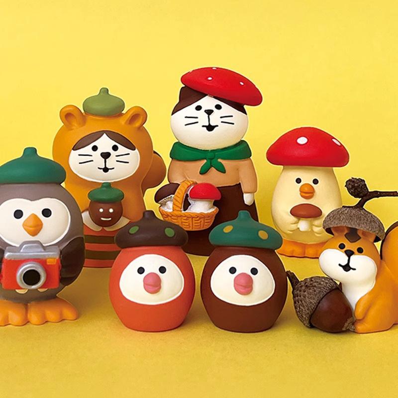 INS ZAKKA Resin Ornaments Autumn Harvest Chestnut Series Persimmon Tree Thief Cat Camera Prop Japanese Mini Home Decoration Gift