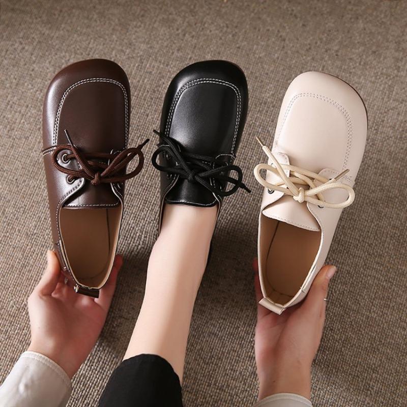Mode 2024 neue Damen Flats Komfort Rutschfest Damen Slipper Leder Flats Elegant Schleife Damen Einzelne Schuhe Mutterschuhe