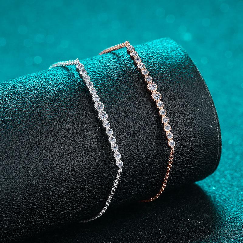 0.24ct Moissanite Tennis Bracelet 925 Silver Plated White Gold Bracelet for Women Man Sparkling Party Jewelry