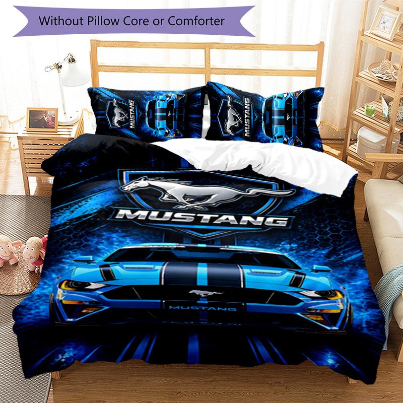 Mustang 3pcs Bedding Set Duvet Cover Closure Includes 1 Duvet Cover & 2 Pillowcases for All Seasons Bedroom Home Dorm Decor