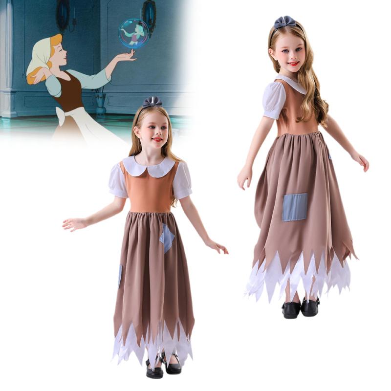 Enchanting Girls Costume Dress Featuring Cinderella And Snow White Cosplay Style For Halloween And Festivals