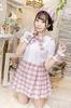 Clearstone Lyrical Palette Cosplay Halloween Idol Check Maid Dress for Women, Pink