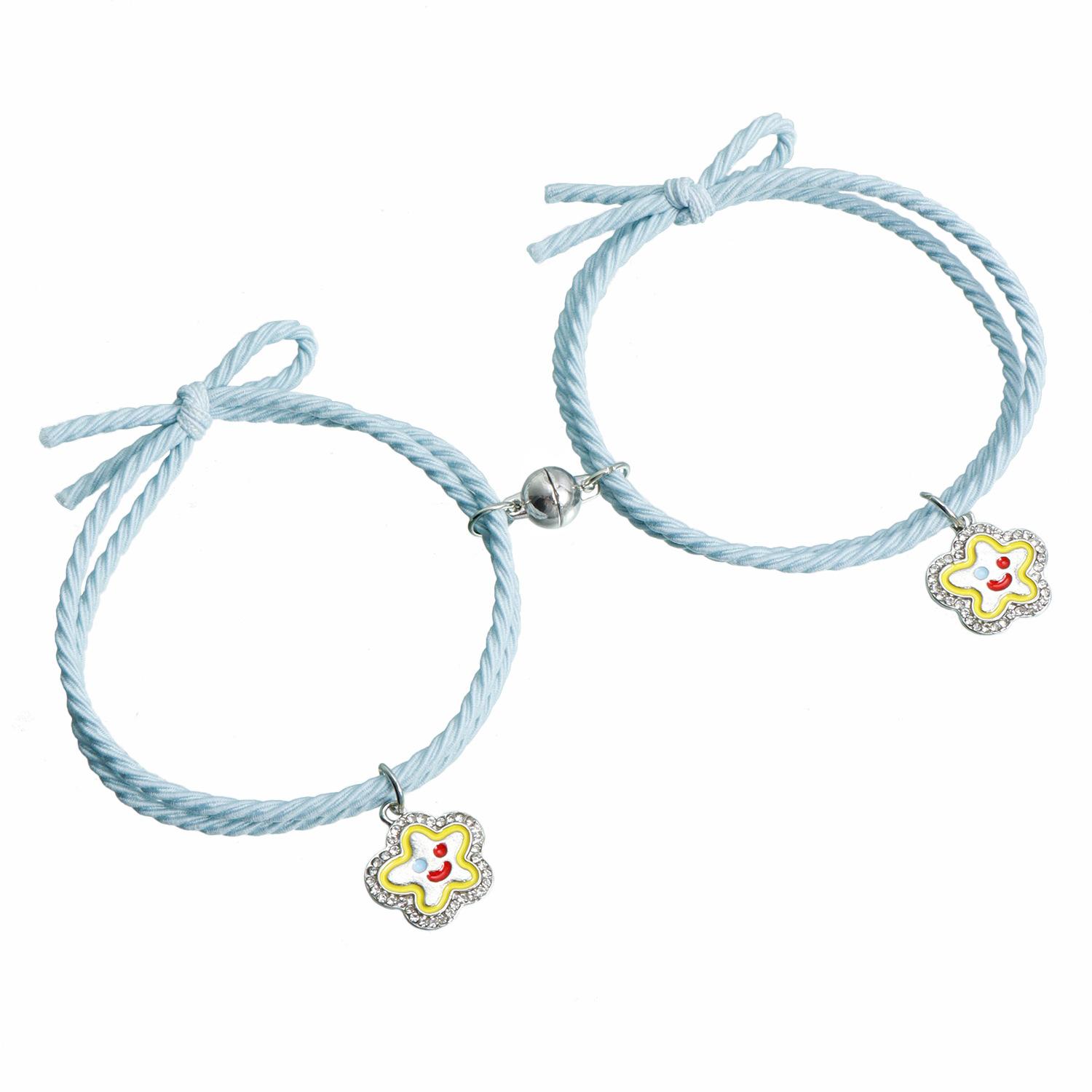 

Japanese and Korean cute couple bracelets, a pair of boyfriend small leather case, girlfriend magnet attraction bracelet, colored headband.