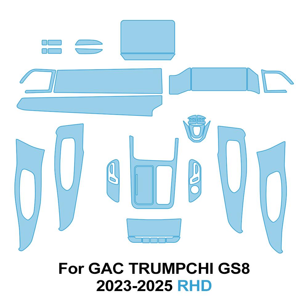 Car Interior TPU Protective Film for GAC Trumpchi GS8 2023-2025 Navigation Screen Gearbox Anti-scratch Pre-cut PPF Film Sticker
