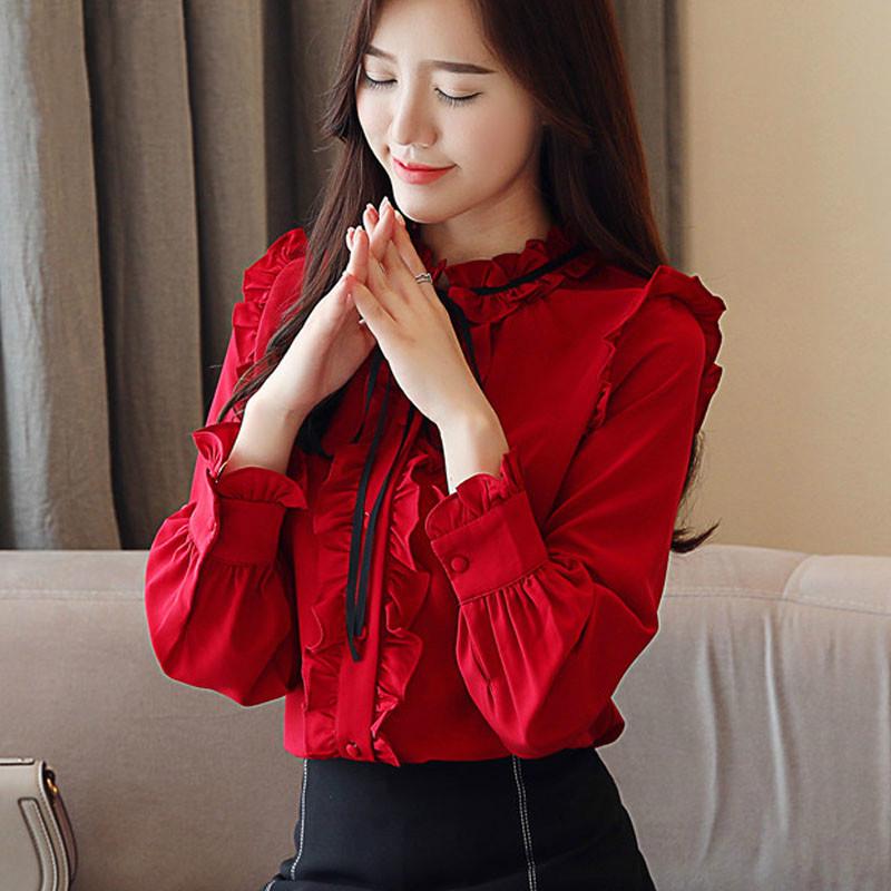 Buy Fashion Chiffon Women's Long Sleeve Casual Lace Office Clothing