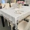 European Coffee Table Tablecloth Water-Soluble Lace Jacquard Fabric Modern Simple White Rectangular Dining Table Cloth
