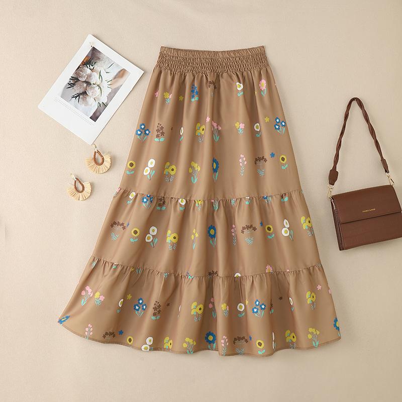 

ZANZEA Женские повседневные свободные летние юбки с эластичной резинкой на талии и принтом 4XL коричневый