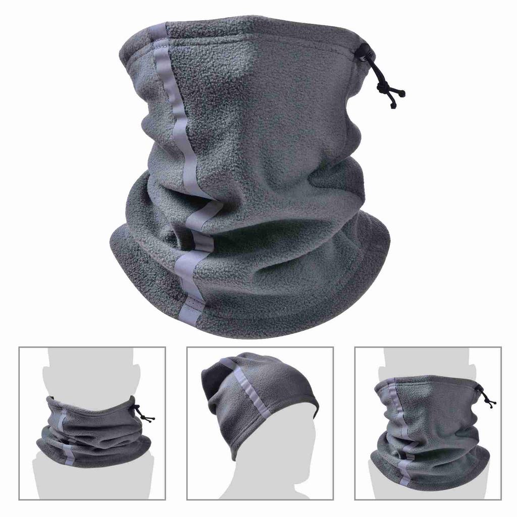 Adjustable Fleece Neck Gaiter Warmer Reflective Safety Face Cover Winter Warm Outdoor Sport Scarf for Men and Women