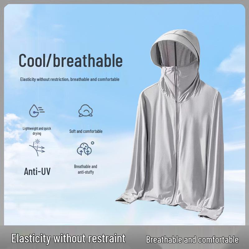 2025 Men's UV Protection Ice Silk Cooling Sun Protection Clothing for Outdoor Sports, SPF 50+