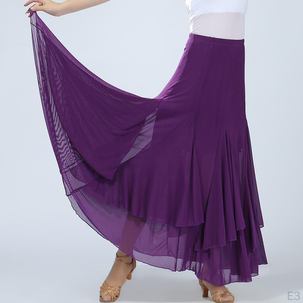 Lady Waltz Tango Smooth Mesh Ballroom Dance Costume Maxi Dress