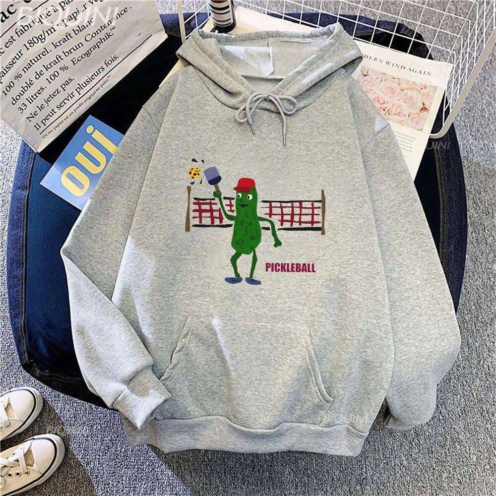 

Funny Pickleball Pickle and Net Printed Hoodie Long Sleeve 2022 Newly Cute Sweatshirts Woman Kawaii Casual Oversized Hot Selling