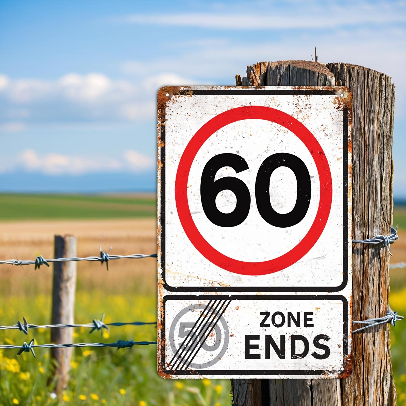 

VintageStyle Metal Milestone Sign in Rustic Wall Art with 60 Zone Ends Design Perfect for 50th or 60th Birthday Decor Co 20x30cm（7.8x11.8inch）