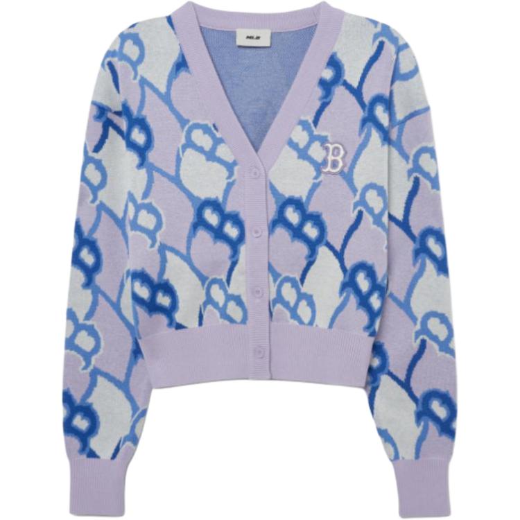 

New MLB Argyle Monogram Knitwear Women s Light Purple 3FKCM0331-43CRS M