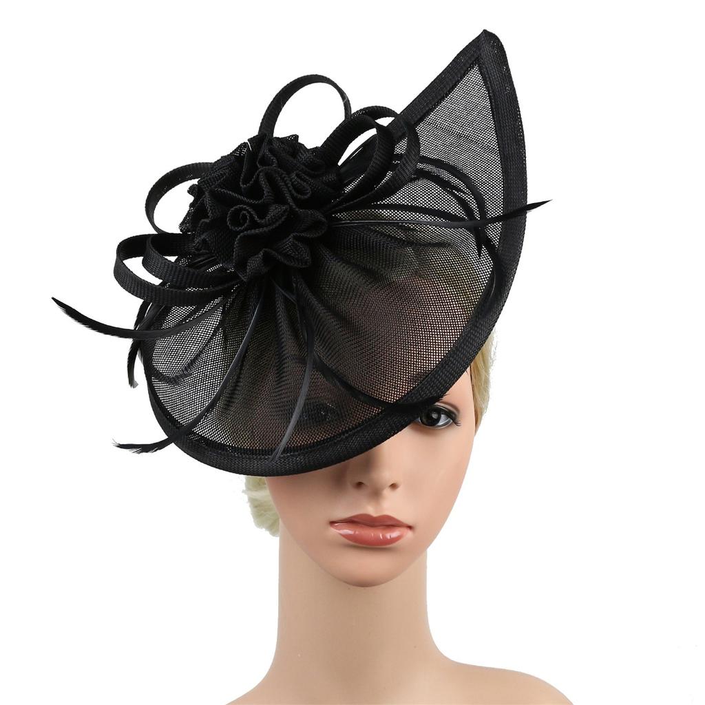 Transparent Mesh Hair Band Fascinator Hat Flower Feather Tea Party Hairband For Women Elegant Nightclub Hair Accessories